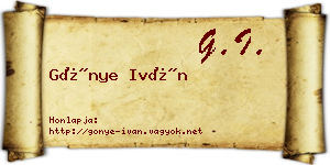 Gönye Iván névjegykártya